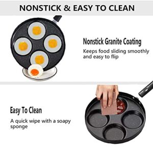 Lchkrep Four-cup egg pan, medical stone non-stick frying pan, Multi Egg Frying Pan, Compatible with all heat sources (3-inch eggs)