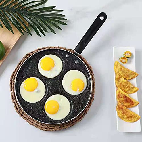 Lchkrep Four-cup egg pan, medical stone non-stick frying pan, Multi Egg Frying Pan, Compatible with all heat sources (3-inch eggs)