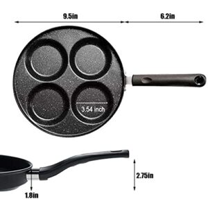 Lchkrep Four-cup egg pan, medical stone non-stick frying pan, Multi Egg Frying Pan, Compatible with all heat sources (3-inch eggs)