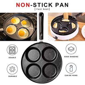 Lchkrep Four-cup egg pan, medical stone non-stick frying pan, Multi Egg Frying Pan, Compatible with all heat sources (3-inch eggs)