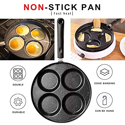 Lchkrep Four-cup egg pan, medical stone non-stick frying pan, Multi Egg Frying Pan, Compatible with all heat sources (3-inch eggs)