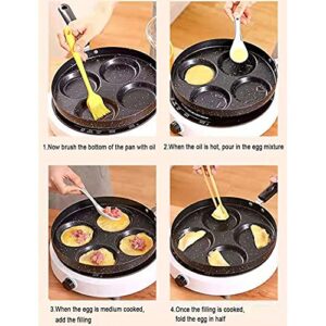 Lchkrep Four-cup egg pan, medical stone non-stick frying pan, Multi Egg Frying Pan, Compatible with all heat sources (3-inch eggs)