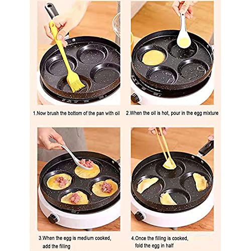 Lchkrep Four-cup egg pan, medical stone non-stick frying pan, Multi Egg Frying Pan, Compatible with all heat sources (3-inch eggs)