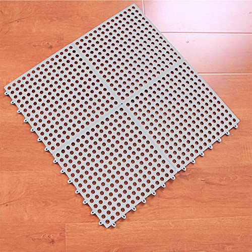 16Pack Drainage Interlocking Floor Mats, 12”x12” Non-Slip Shower Bathroom Pool Tiles for Flooring, Soft PVC Splicing Modular Cushion Mat, Vented Floor Tile for Locker Room Basement Stairs