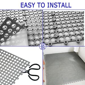 16Pack Drainage Interlocking Floor Mats, 12”x12” Non-Slip Shower Bathroom Pool Tiles for Flooring, Soft PVC Splicing Modular Cushion Mat, Vented Floor Tile for Locker Room Basement Stairs