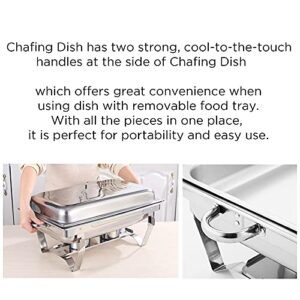 BotaBay Pack of 4 Chafing Dish 8 Quart High-Grade Stainless Steel Pans Chafers and Buffet Warmers Sets with Water Pan, Food Pan, Fuel Holder and Lid Catering Full Size