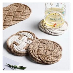 Gisela 2 Piece Set-Woven Cup Coasters Cotton Jute Round and Elliptical Rectangle Braided Table Mats for Drinks,Lunch Box,Heat-Resistant Reusable placemats for Home and Kitchen,Great Gift (Mixed)