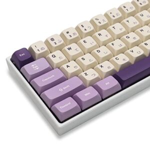 ahhc pbt japanese keycaps - ocean custom , 123 keys xvx profile keycaps full set, for cherry gateron mx switches mechanical keyboard (purple)