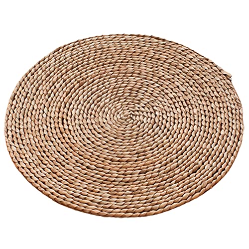 NUZYZ Rattan Floor Cushion, Rattan Placemat Anti-Skidding Heat Resistant Not Easy Deform Braided Straw Table Mat for Home Jute Yellow 30cm