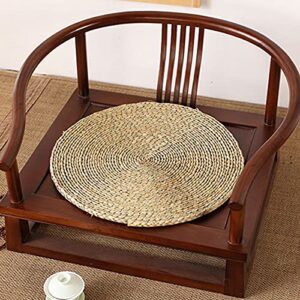 NUZYZ Rattan Floor Cushion, Rattan Placemat Anti-Skidding Heat Resistant Not Easy Deform Braided Straw Table Mat for Home Jute Yellow 30cm