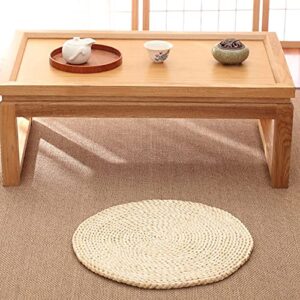 NUZYZ Rattan Floor Cushion, Rattan Placemat Anti-Skidding Heat Resistant Not Easy Deform Braided Straw Table Mat for Home Jute Yellow 30cm