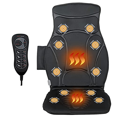 Giantex Back Massager for Back Pain, Chair Massage Pad Shiatsu Massage Seat with 10 Vibration Motors, Heat and 5 Nodes 3 Optional Speeds for Full Body Muscle Relax Kneading Massage Chair Pad