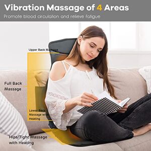 Giantex Back Massager for Back Pain, Chair Massage Pad Shiatsu Massage Seat with 10 Vibration Motors, Heat and 5 Nodes 3 Optional Speeds for Full Body Muscle Relax Kneading Massage Chair Pad