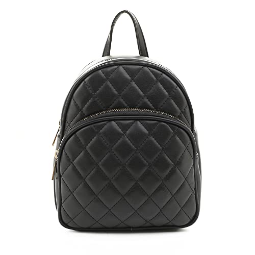 Emperia Kenia Fashion Mini Backpack - Diamond Quilted Small Casual Daypack for Women - Black