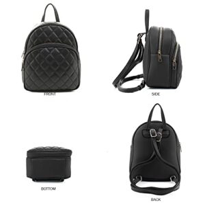 Emperia Kenia Fashion Mini Backpack - Diamond Quilted Small Casual Daypack for Women - Black