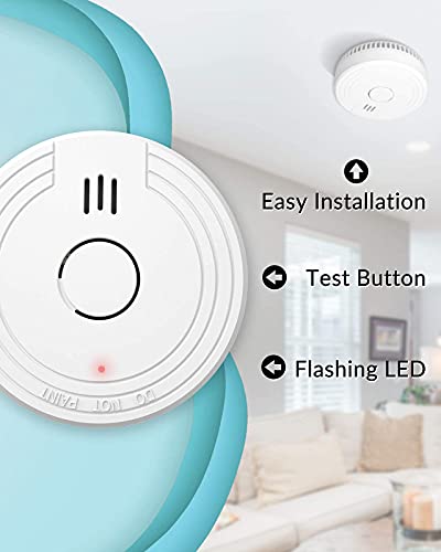 Ecoey Smoke Detector Fire Alarm with Photoelectric Technology, Fire Detector with Test Button and Low Battery Signal, Fire Alarm for Bedroom and Home, FJ136GB, 1 Pack Small