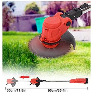 Battery Powered Weed Eater Edger Lawn Tool Cordless Trimmers Lawn Edger String Trimmer with Batteries & Replace Blades for Yard Garden,red