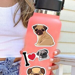 100 Pack Cute Pug Dog Stickers for Water Bottle Car Laptop, Waterproof Aesthetic Trendy Sticker, Great Gift for Pug Lover Kids Teens