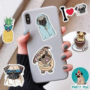 100 Pack Cute Pug Dog Stickers for Water Bottle Car Laptop, Waterproof Aesthetic Trendy Sticker, Great Gift for Pug Lover Kids Teens