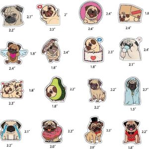 100 Pack Cute Pug Dog Stickers for Water Bottle Car Laptop, Waterproof Aesthetic Trendy Sticker, Great Gift for Pug Lover Kids Teens