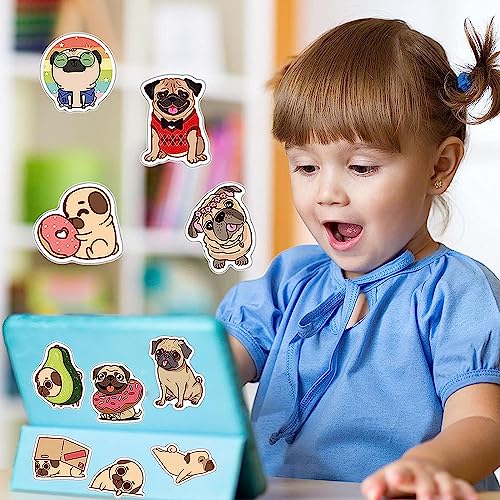 100 Pack Cute Pug Dog Stickers for Water Bottle Car Laptop, Waterproof Aesthetic Trendy Sticker, Great Gift for Pug Lover Kids Teens