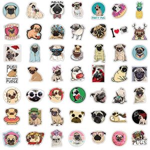 100 Pack Cute Pug Dog Stickers for Water Bottle Car Laptop, Waterproof Aesthetic Trendy Sticker, Great Gift for Pug Lover Kids Teens