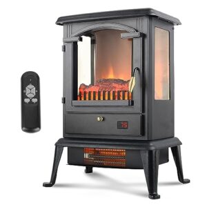 voltorb electric fireplace heater with remote, 22.4" freestanding portable infrared fireplace heater stove with 3-sides realistic flame for indoor use, overheating and tip-over safety, 1000w/1500w
