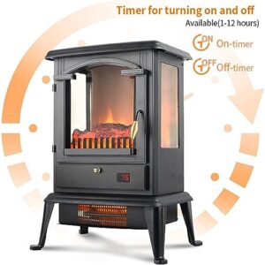 VOLTORB Electric Fireplace Heater with Remote, 22.4" Freestanding Portable Infrared Fireplace Heater Stove with 3-Sides Realistic Flame for Indoor Use, Overheating and Tip-Over Safety, 1000W/1500W