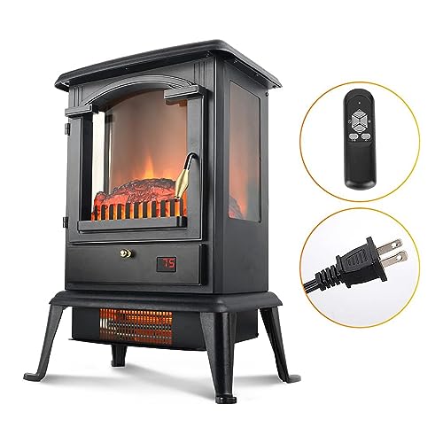 VOLTORB Electric Fireplace Heater with Remote, 22.4" Freestanding Portable Infrared Fireplace Heater Stove with 3-Sides Realistic Flame for Indoor Use, Overheating and Tip-Over Safety, 1000W/1500W