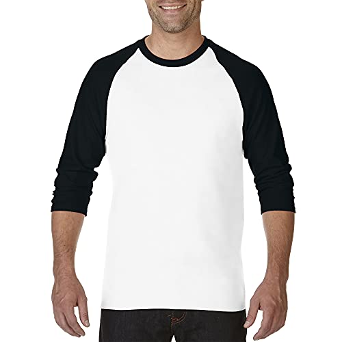 Gildan Adult Heavy Cotton 3/4 Raglan T-Shirt, Style G5700, 2-Pack, White/Black, Small