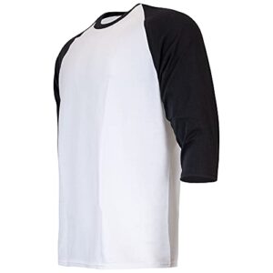 Gildan Adult Heavy Cotton 3/4 Raglan T-Shirt, Style G5700, 2-Pack, White/Black, Small