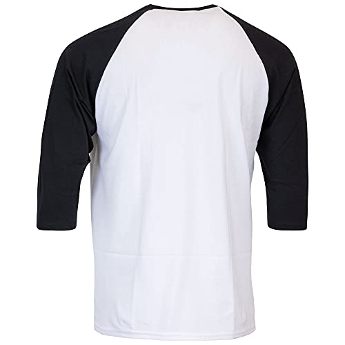 Gildan Adult Heavy Cotton 3/4 Raglan T-Shirt, Style G5700, 2-Pack, White/Black, Small