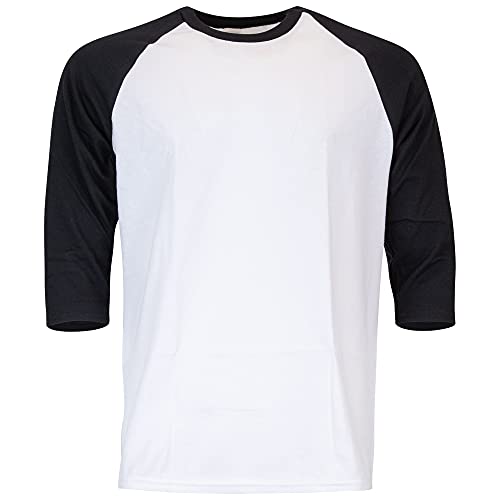 Gildan Adult Heavy Cotton 3/4 Raglan T-Shirt, Style G5700, 2-Pack, White/Black, Small