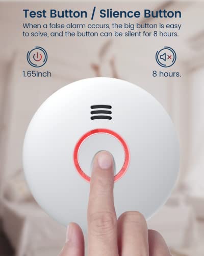 Ecoey WiFi Smoke Detector, WiFi Smoke Alarm with Photoelectric Technology and LED, Smoke Alarm with Test&Silence Function and Low Battery Warning for Home (Not 5G), TUYA APP, FJ158D-H04, 2 Packs