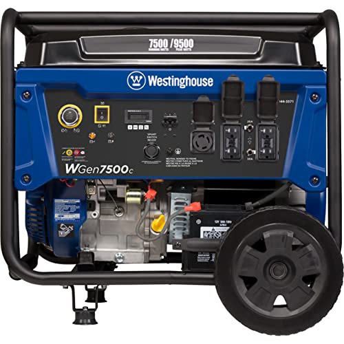 Westinghouse Outdoor Power Equipment 9500 Peak Watt Home Backup Portable Generator, Remote Electric Start with Auto Choke, Transfer Switch Ready, Gas Powered, CO Sensor, CARB Compliant