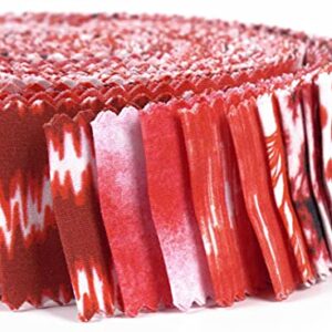 Soimoi 40Pcs Tie Dye Print Precut Fabrics Strips Roll Up 1.5x42inches Cotton Jelly Rolls for Quilting - Red