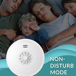 Ecoey Fire Alarms Smoke Detectors, 10-Year Smoke and Heat Detector with Built-in Battery for Home Bedroom, Smoke Detector and Heat Alarm with Easy Install and Test Button, FJ192, 2 Packs