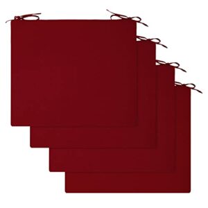 lovtex outdoor chair cushions 18.5"x16"x3" pack of 4, patio cushions for outdoor furniture, water resistant square corner seat cushions, dark red