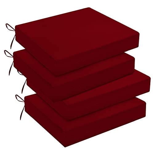 LOVTEX Outdoor Chair Cushions 18.5"x16"x3" Pack of 4, Patio Cushions for Outdoor Furniture, Water Resistant Square Corner Seat Cushions, Dark Red