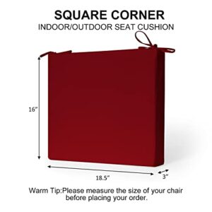 LOVTEX Outdoor Chair Cushions 18.5"x16"x3" Pack of 4, Patio Cushions for Outdoor Furniture, Water Resistant Square Corner Seat Cushions, Dark Red