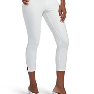 HUE Women's Ankle Slit Essential Denim Capri, White, Small