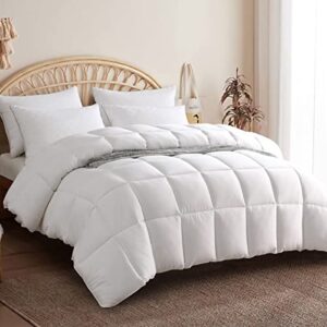100% viscose from cooling bamboo comforter for hot sleepers- breathable silky soft bamboo duvet insert king size-with 8 corner tabs- all season comforter (90x102 inches, white)
