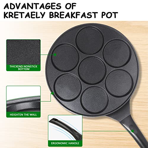 KRETAELY Nonstick Pancake Pan Pancake Griddle With 7-mold Design Mini Pancake Maker With 100% PFOA Free Coating-black