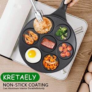 KRETAELY Nonstick Pancake Pan Pancake Griddle With 7-mold Design Mini Pancake Maker With 100% PFOA Free Coating-black