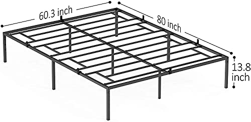 coucheta Queen Bed Frame with Storage 13 Inch Metal Platform Bed Frame with Steel Slat Support No Box Spring Needed Mattress Foundation Easy to Assemble (Queen), Black (1)