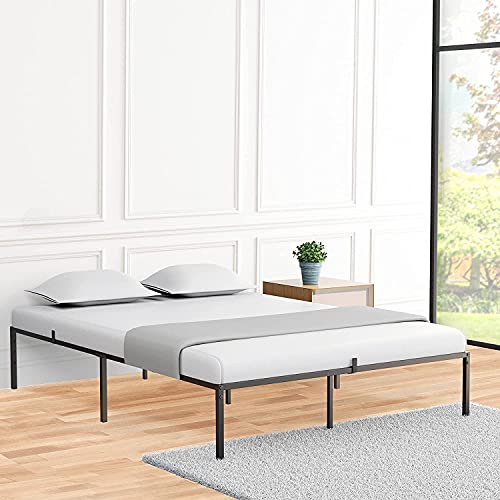 coucheta Queen Bed Frame with Storage 13 Inch Metal Platform Bed Frame with Steel Slat Support No Box Spring Needed Mattress Foundation Easy to Assemble (Queen), Black (1)