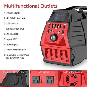 500W Portable Power Bank / Station, 296Wh Outdoor Solar Generator Backup Battery Pack with 110V/500W AC Outlet for Home Use, Emergency Outage, Camping Travel, RV Trip