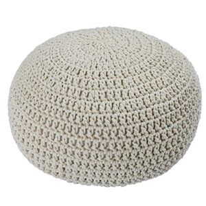 BALEMAUE Unstuffed Pouf Cover, Bean Bag Chair,Handmade Knitted Pouf, Round Cotton Braid Hand Knitted Pouf, Knitted Ottoman Pouf Foot Rest, Handmade Home Decor (White)