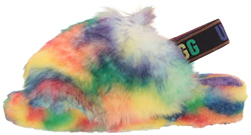 UGG All Gender Adult Fluff Yeah Pride Slipper, Rainbow, Women's Size 5 / Men's Size 3