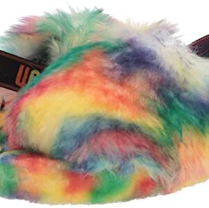 UGG All Gender Adult Fluff Yeah Pride Slipper, Rainbow, Women's Size 5 / Men's Size 3